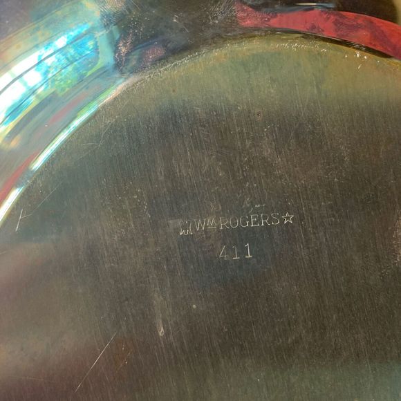 Vintage Wm Rogers 411 Silverplate Serving Tray Platter - Oval 11" x 8-1/4" - Picture 3 of 4